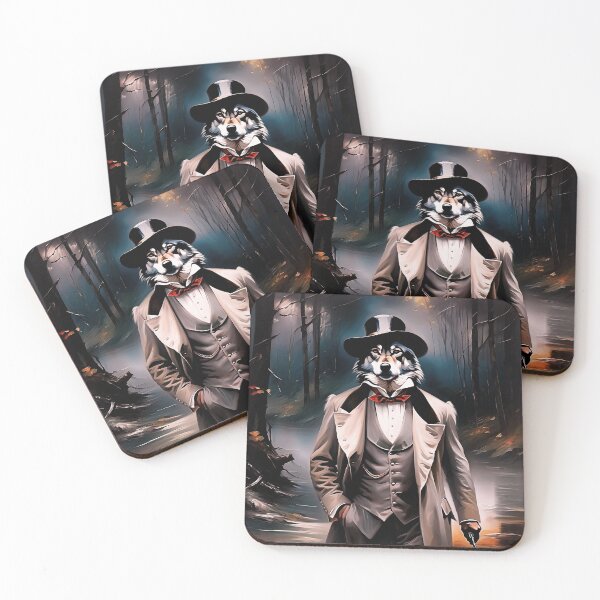 Item preview, Vintage Animal Art: Wolf Gentleman with a Hat Portrait | Animal Art | Oil Painting | Animal Portrait designed and sold by UnhingedBird.