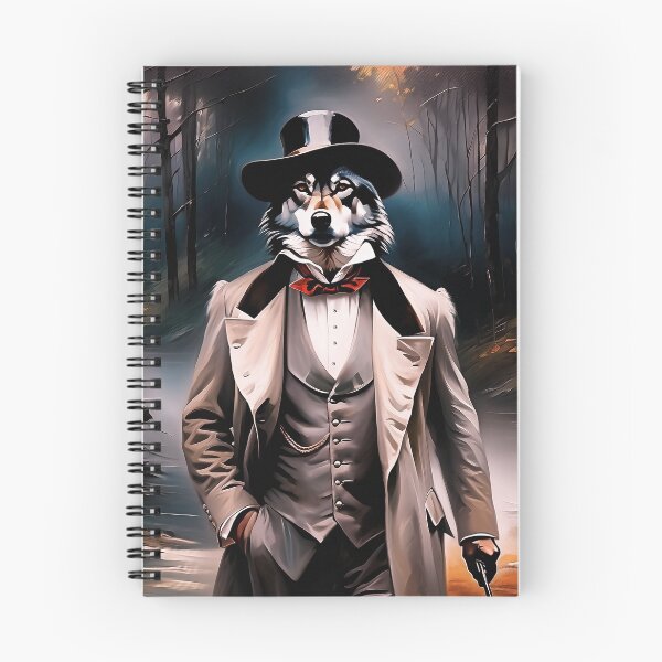 Item preview, Vintage Animal Art: Wolf Gentleman with a Hat Portrait | Animal Art | Oil Painting | Animal Portrait designed and sold by UnhingedBird.