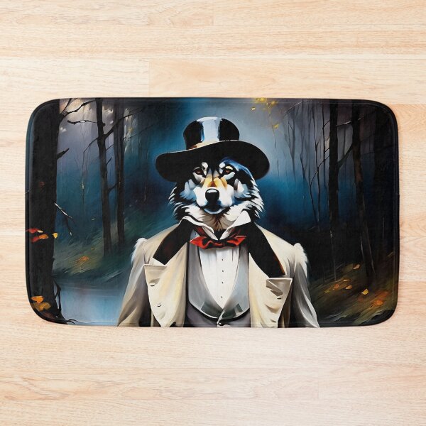 Item preview, Vintage Animal Art: Wolf Gentleman with a Hat Portrait | Animal Art | Oil Painting | Animal Portrait designed and sold by UnhingedBird.