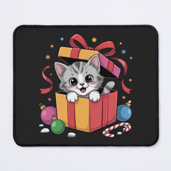 Item preview, kawaii Christmas kitten in gift box design designed and sold by naragon4289.
