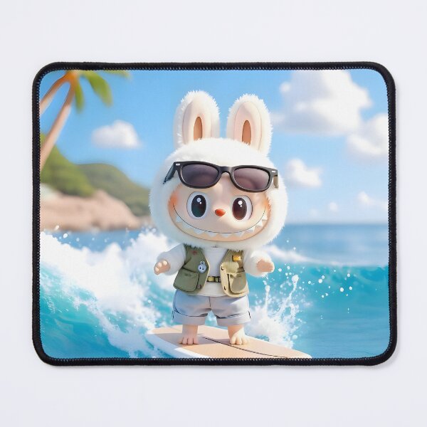 Item preview, Fluffy Bunny Surfer — Kawaii Vinyl Toy Style Character Illustration designed and sold by thirteen-studio.