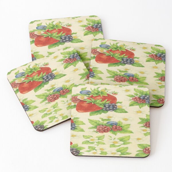Item preview, Whimsical Berry & Daisy Delight - Vibrant Watercolor Fruit Pattern designed and sold by ScarredGoddess.