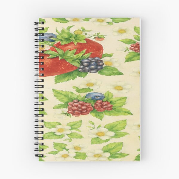 Item preview, Whimsical Berry & Daisy Delight - Vibrant Watercolor Fruit Pattern designed and sold by ScarredGoddess.