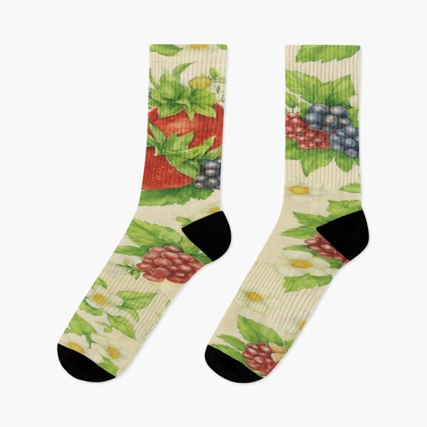 Item preview, Whimsical Berry & Daisy Delight - Vibrant Watercolor Fruit Pattern designed and sold by ScarredGoddess.
