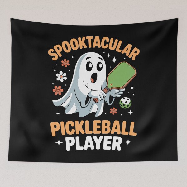 Item preview, Spooktacular Pickleball Player Ghost Pumpkin designed and sold by Moon-Ape.