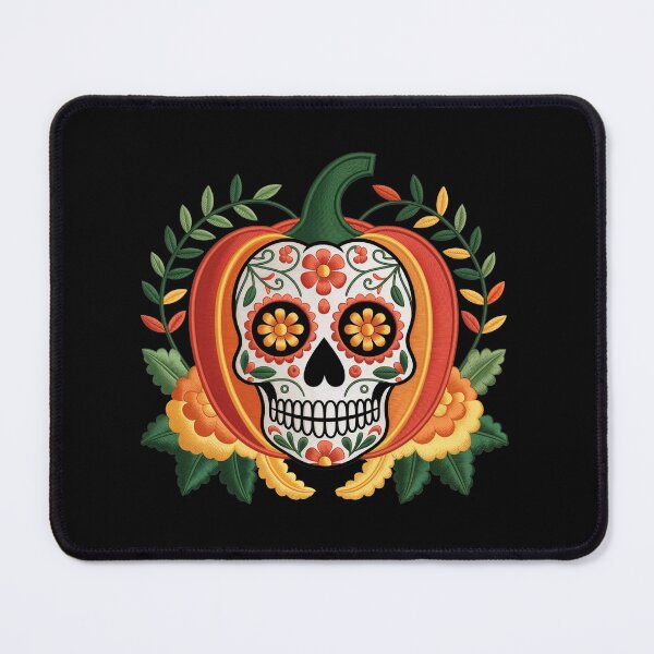 Item preview, Embroidered Sugar Skull Pumpkin designed and sold by jkrphoto.