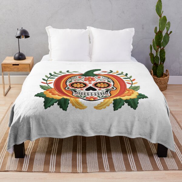 Item preview, Embroidered Sugar Skull Pumpkin designed and sold by jkrphoto.