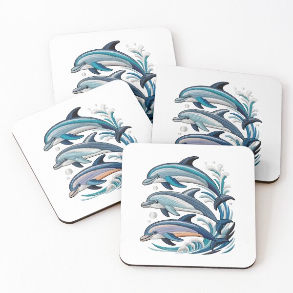 Item preview, Embroidered Dolphins Swimming Together designed and sold by jkrphoto.