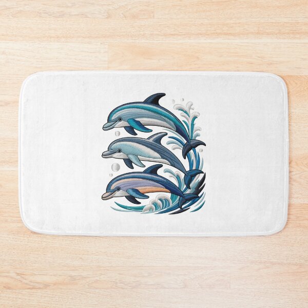 Item preview, Embroidered Dolphins Swimming Together designed and sold by jkrphoto.