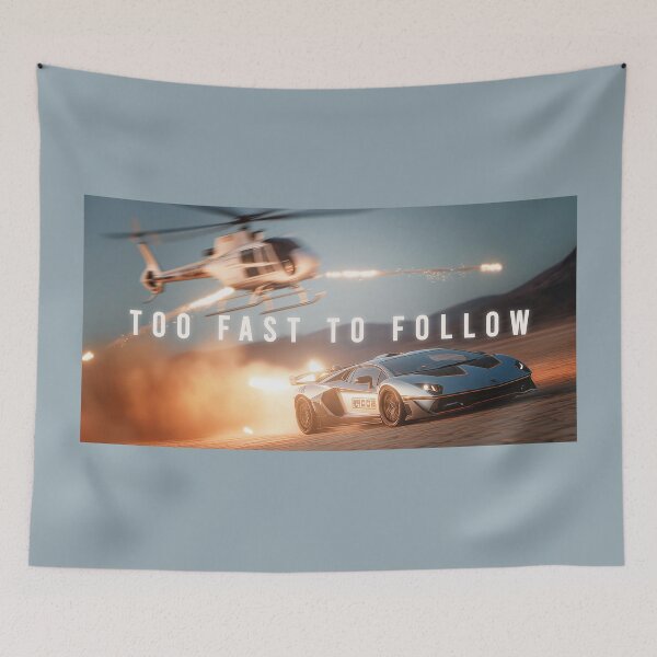 Item preview, Too Fast To Follow – Supercar Helicopter Chase Cinematic Artwork designed and sold by SuccessHunters.