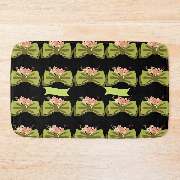 Item preview, Sketchy Wedding Groom Bow Tie & Green Ribbon Banner Pattern on Black Background designed and sold by Cultradesign.