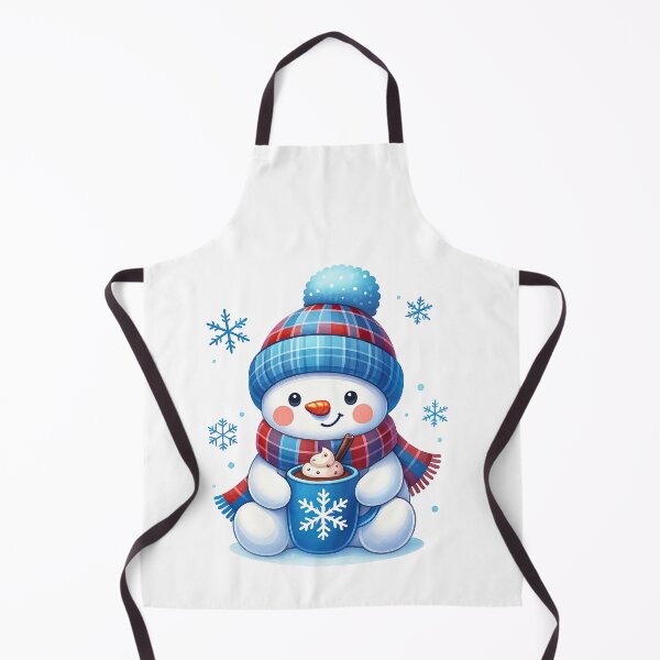 Item preview, Cute Snowman with Hot Chocolate and Plaid Winter Outfit designed and sold by ArtfulWeave.