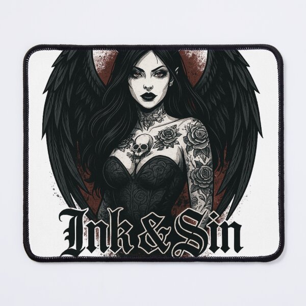 Item preview, Ink & Sin – Gothic Tattooed Demon Girl Art designed and sold by Ajdaprint.