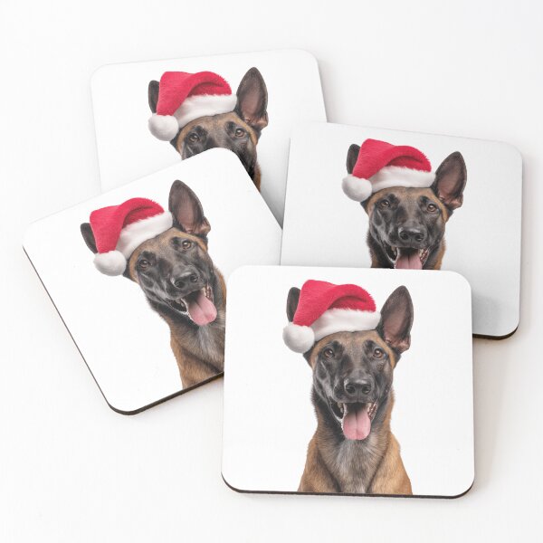Item preview, Belgian Malinois dog with Christmas Hat – Festive Belgian Malinois Xmas Design designed and sold by LazyOwlStore.