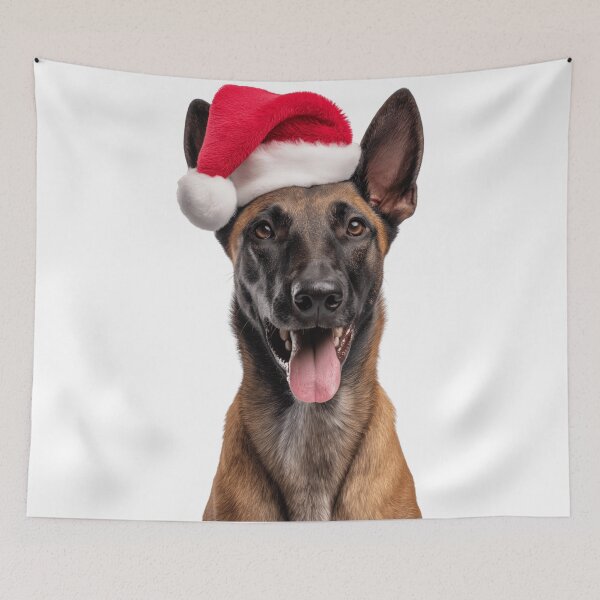 Item preview, Belgian Malinois dog with Christmas Hat – Festive Belgian Malinois Xmas Design designed and sold by LazyOwlStore.