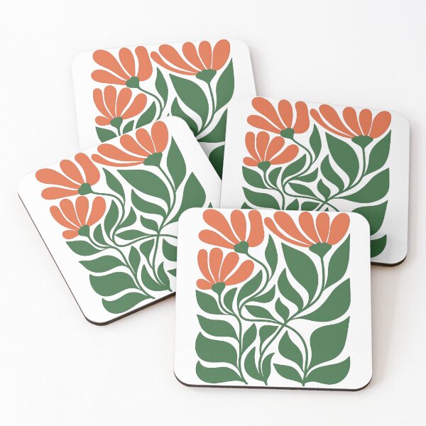 Item preview, Bold Floral Design with Orange Blooms and Green Leaves designed and sold by ArtfulWeave.