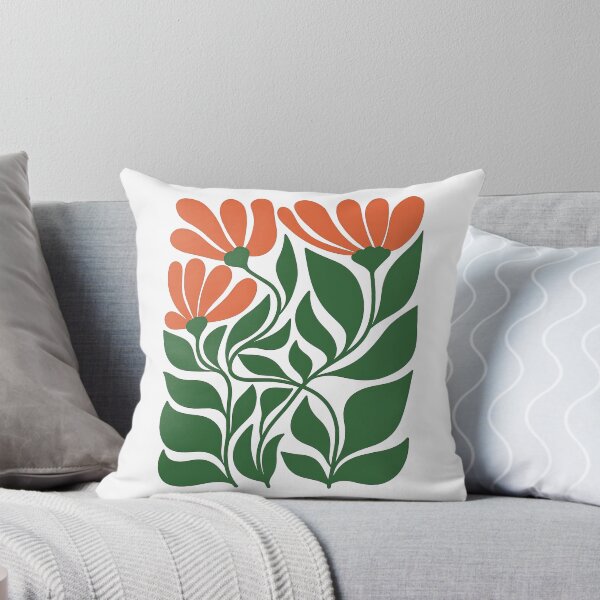 Item preview, Bold Floral Design with Orange Blooms and Green Leaves designed and sold by ArtfulWeave.
