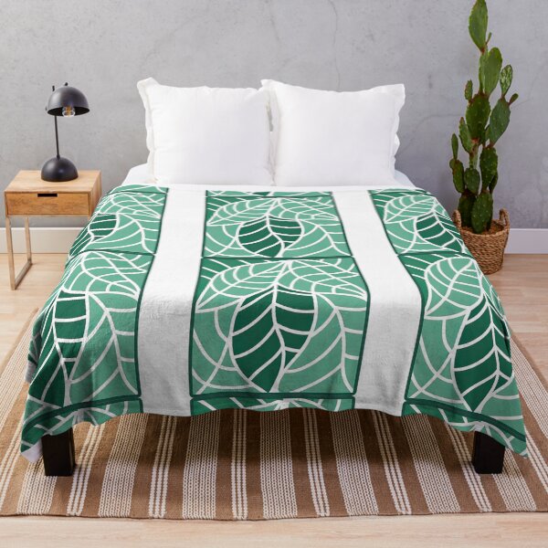 Item preview, Geometric Leaf Design in Monochrome Green Tones designed and sold by ArtfulWeave.