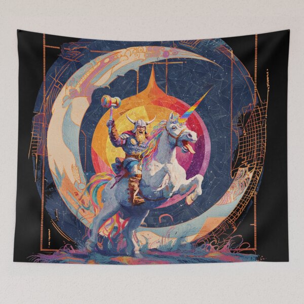Item preview, Viking Unicorn Warrior | Epic Rainbow Fantasy Art | Funny Norse Mythology designed and sold by CrunchyGoats.