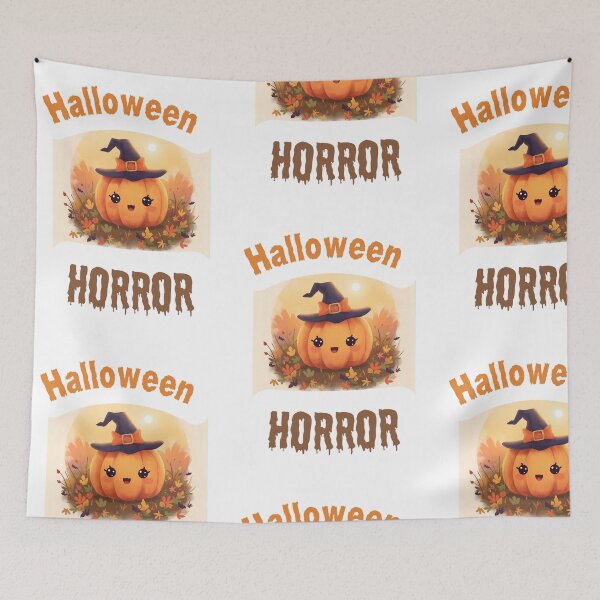 Item preview, Cute Halloween Horror Pumpkin T-Shirt – Kawaii Witch Hat Design for Kids & Adults | Funny Fall Tee | Spooky Cute Autumn Apparel designed and sold by SassyArtist9006.