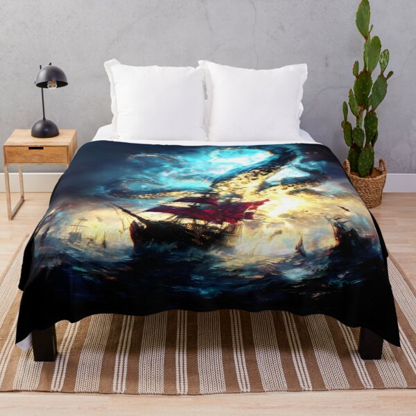Item preview, Kraken attacking ships in stormy sea designed and sold by Pir8prints.