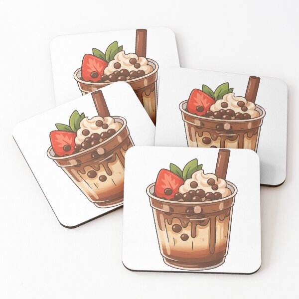 Item preview, Cute Bubble Tea Dessert with Strawberries and Whipped Cream designed and sold by ArtfulWeave.