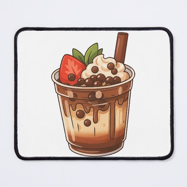 Item preview, Cute Bubble Tea Dessert with Strawberries and Whipped Cream designed and sold by ArtfulWeave.