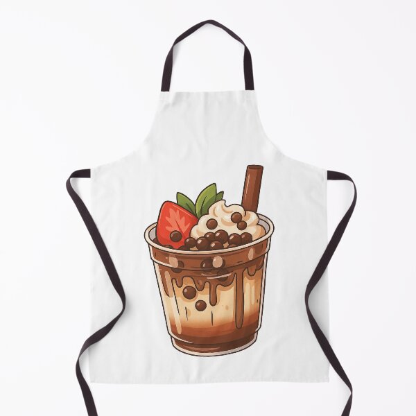 Item preview, Cute Bubble Tea Dessert with Strawberries and Whipped Cream designed and sold by ArtfulWeave.
