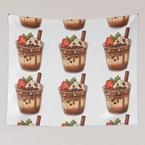 Item preview, Cute Bubble Tea Dessert with Strawberries and Whipped Cream designed and sold by ArtfulWeave.
