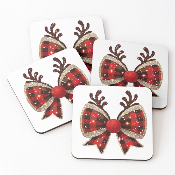 Item preview, Buffalo Plaid Glitter Reindeer Bow PNG, Christmas Clipart, Sparkling Holiday Bow with Antlers, Festive Red Black Plaid Digital Design designed and sold by WayneVanga.