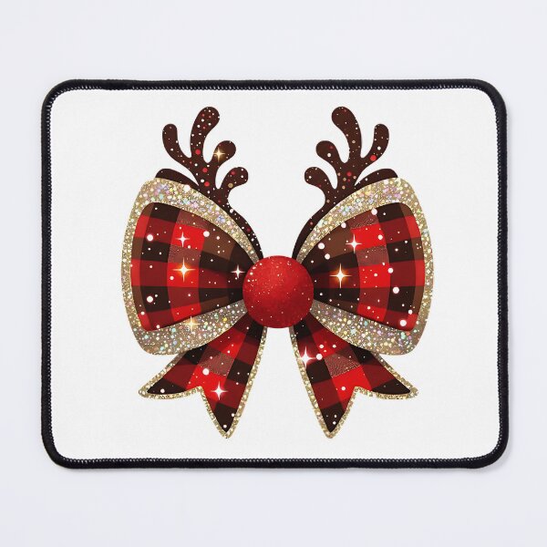 Item preview, Buffalo Plaid Glitter Reindeer Bow PNG, Christmas Clipart, Sparkling Holiday Bow with Antlers, Festive Red Black Plaid Digital Design designed and sold by WayneVanga.