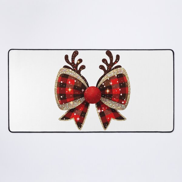 Item preview, Buffalo Plaid Glitter Reindeer Bow PNG, Christmas Clipart, Sparkling Holiday Bow with Antlers, Festive Red Black Plaid Digital Design designed and sold by WayneVanga.