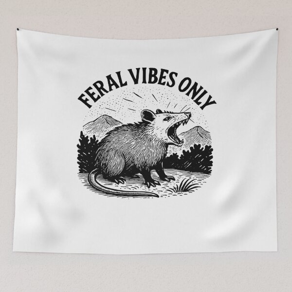 Item preview, Feral Vibes Only Possum Humor Meme designed and sold by LuminOrb.