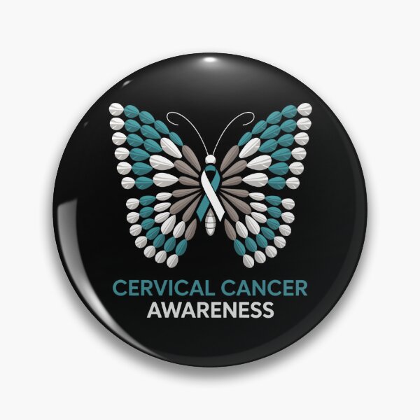 Item preview, Butterfly Cervical Cancer Awareness Month White Teal Ribbon designed and sold by TrinaEspinoza.
