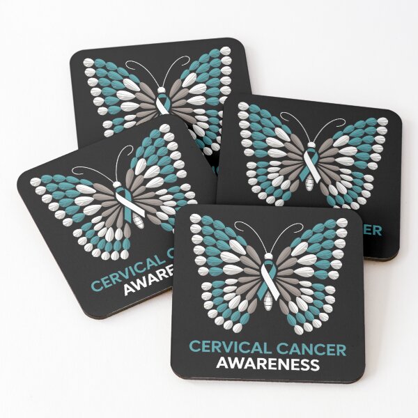 Item preview, Butterfly Cervical Cancer Awareness Month White Teal Ribbon designed and sold by TrinaEspinoza.