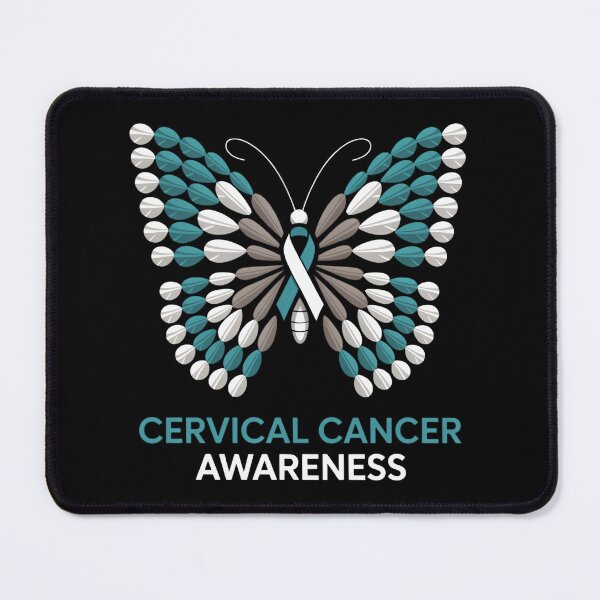 Item preview, Butterfly Cervical Cancer Awareness Month White Teal Ribbon designed and sold by TrinaEspinoza.
