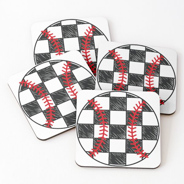 Item preview, Checkered Baseball Pattern with Red Stitching designed and sold by ArtfulWeave.