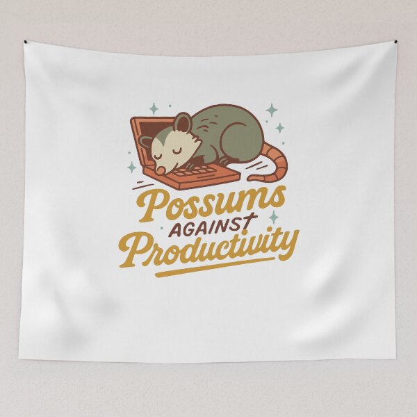 Item preview, Possums Against Productivity Retro Humor Quote designed and sold by LuminOrb.