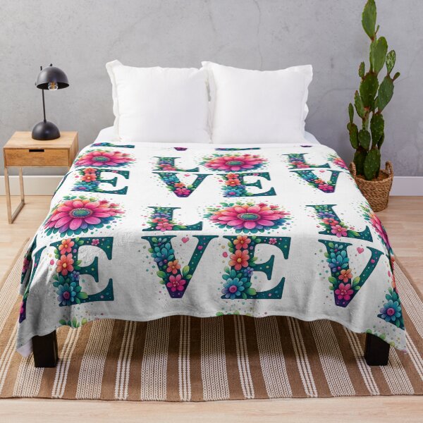 Item preview, Floral LOVE Typography with Vibrant Blooms designed and sold by ArtfulWeave.