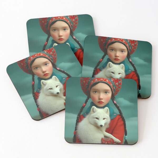 Item preview, Mysterious Girl with Fox in Traditional Attire designed and sold by Artessie.