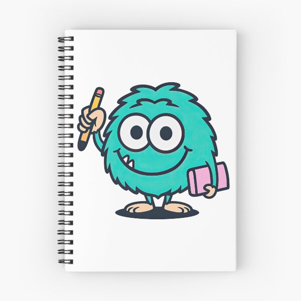 Item preview, Smiling Blue Monster with Pencil and Eraser Illustration designed and sold by ArtfulWeave.