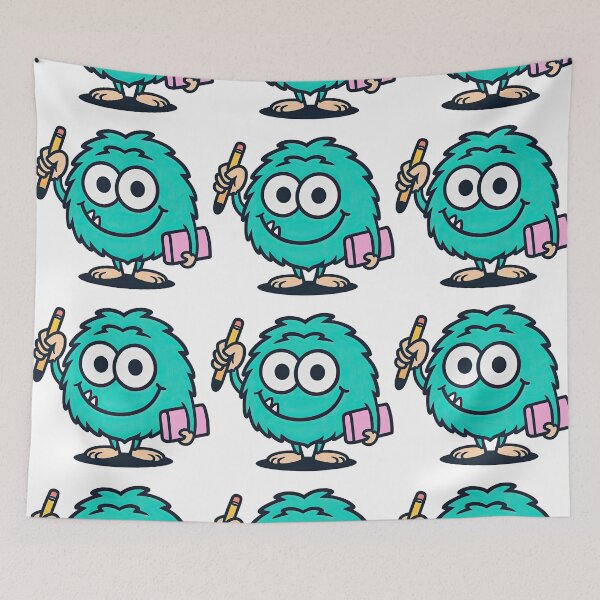 Item preview, Smiling Blue Monster with Pencil and Eraser Illustration designed and sold by ArtfulWeave.