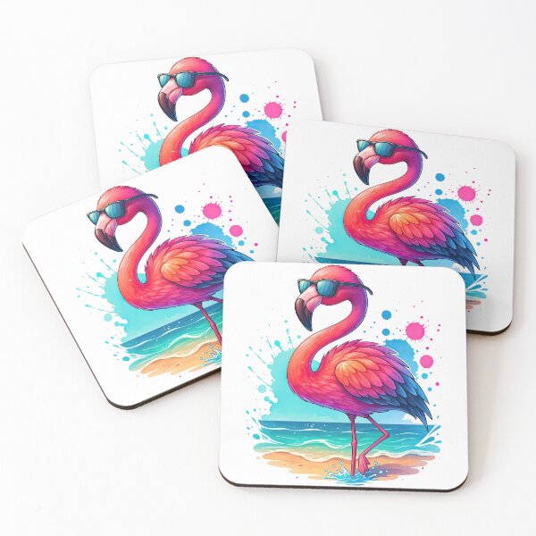 Item preview, Cool Flamingo with Sunglasses on Beach Illustration designed and sold by ArtfulWeave.