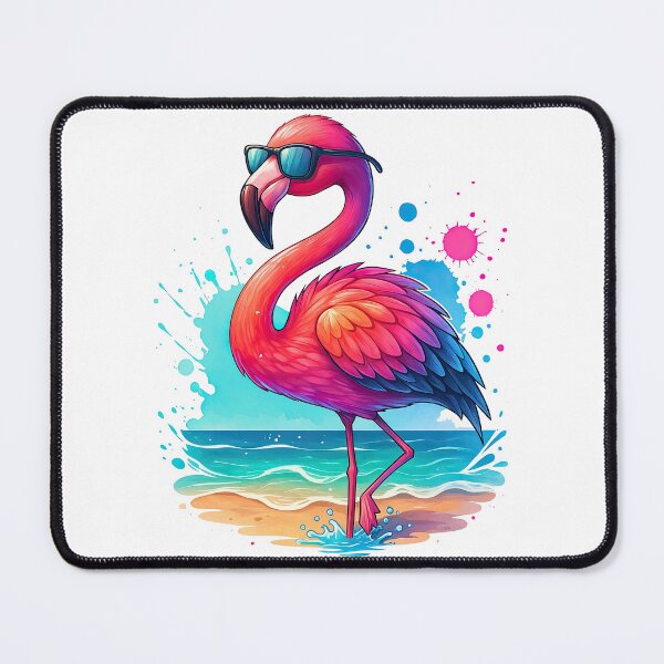 Item preview, Cool Flamingo with Sunglasses on Beach Illustration designed and sold by ArtfulWeave.