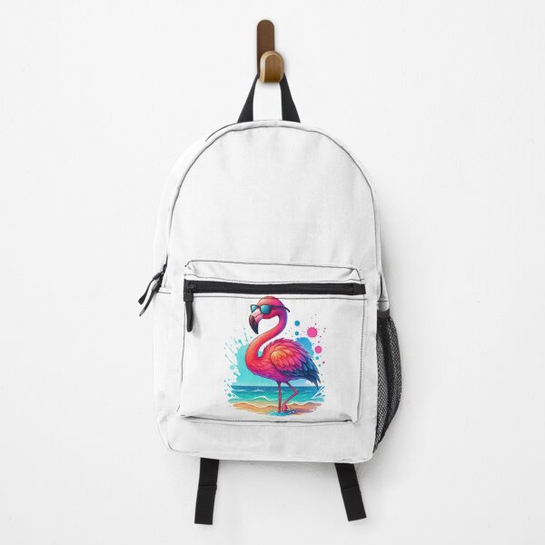 Item preview, Cool Flamingo with Sunglasses on Beach Illustration designed and sold by ArtfulWeave.