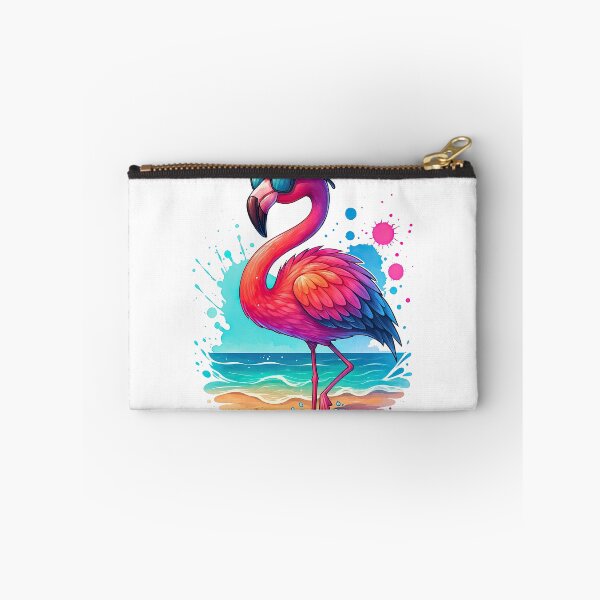 Item preview, Cool Flamingo with Sunglasses on Beach Illustration designed and sold by ArtfulWeave.