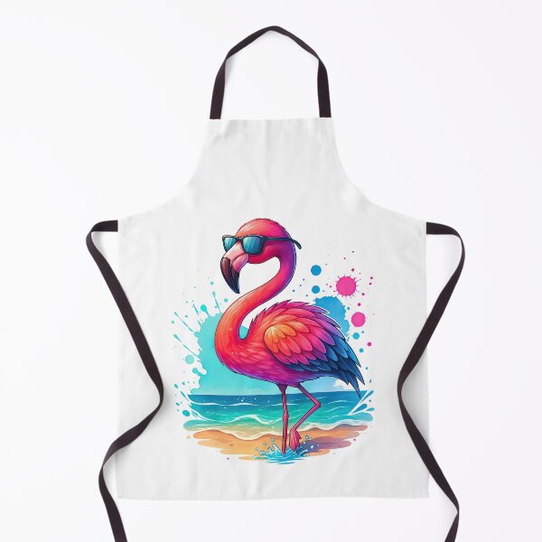 Item preview, Cool Flamingo with Sunglasses on Beach Illustration designed and sold by ArtfulWeave.