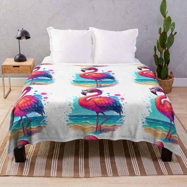 Item preview, Cool Flamingo with Sunglasses on Beach Illustration designed and sold by ArtfulWeave.