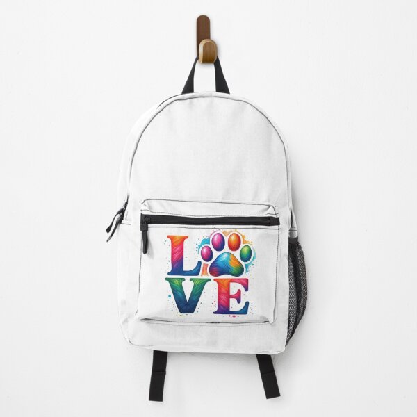 Item preview, Colorful LOVE Typography with Rainbow Paw Print designed and sold by ArtfulWeave.