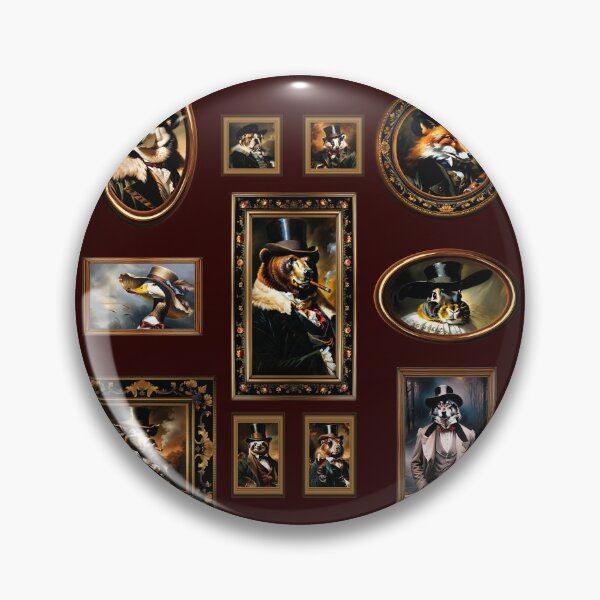 Item preview, Vintage Animal Art: Animal Gentlemen Portrait Pattern | Animal Art | Oil Painting | Animal Portrait | Crimson Background designed and sold by UnhingedBird.